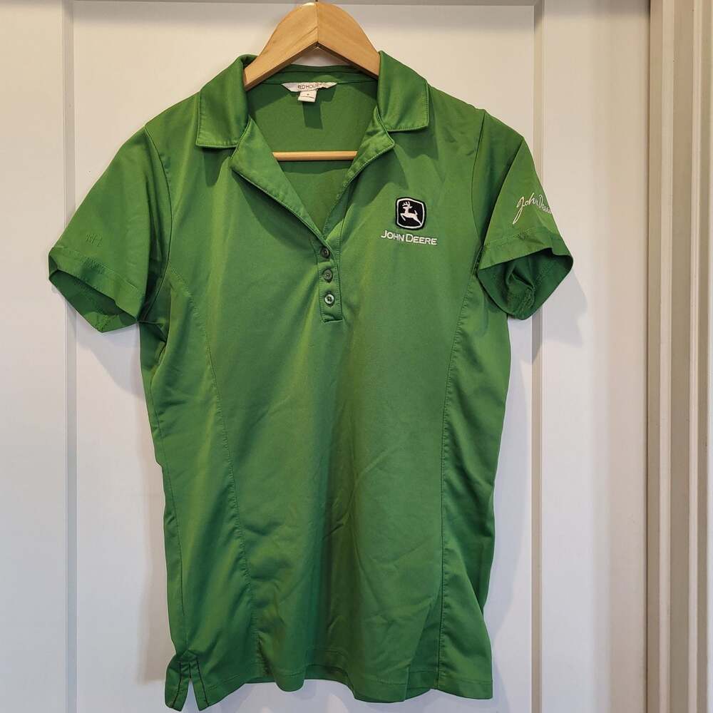 Red House John Deere Embroidered Performance Golf  Polo Shirt Green Women's Smal